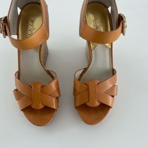 Michael Kors platform wedge Tan leather size 7 1/2